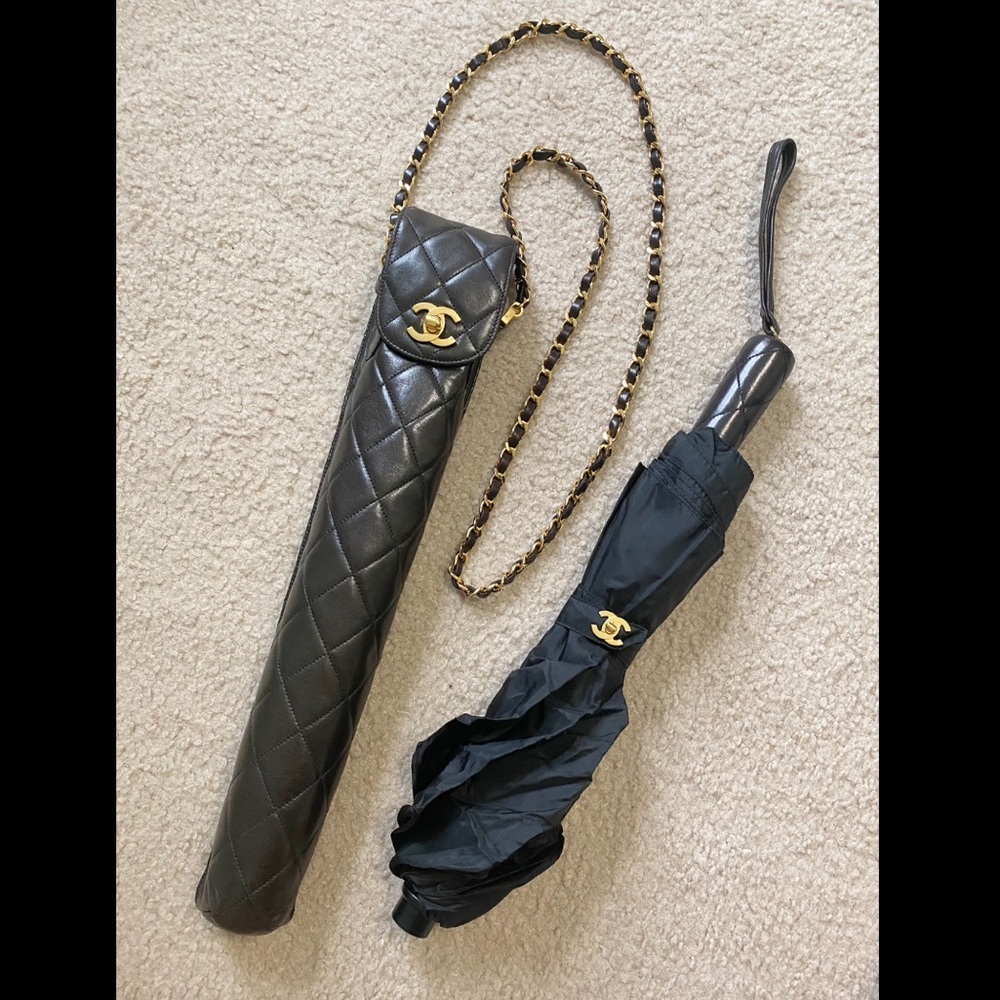 Chanel lambskin umbrella crossbody bag with umbrella
